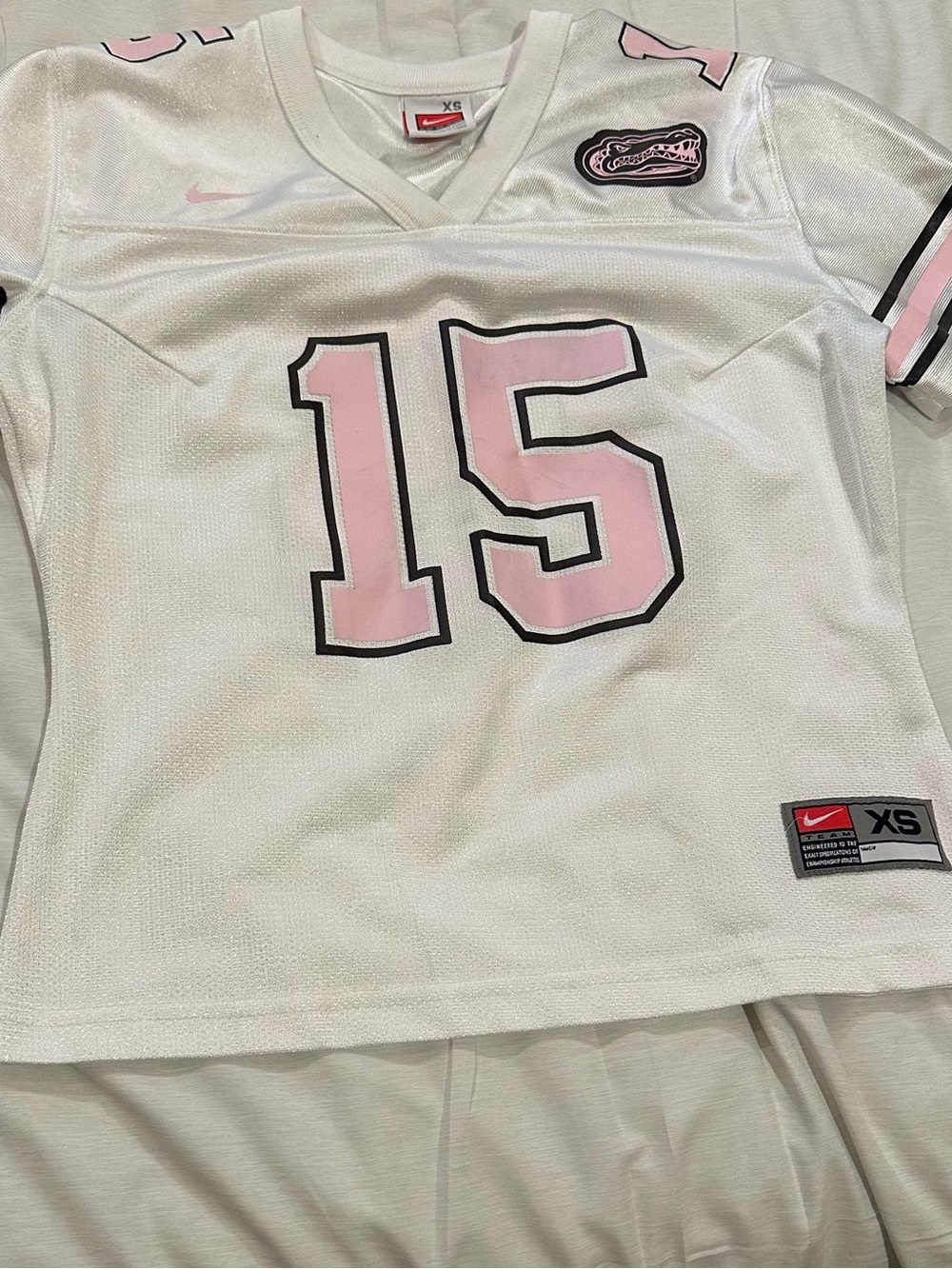 UF Gators Nike White and Pink 15 Jersey